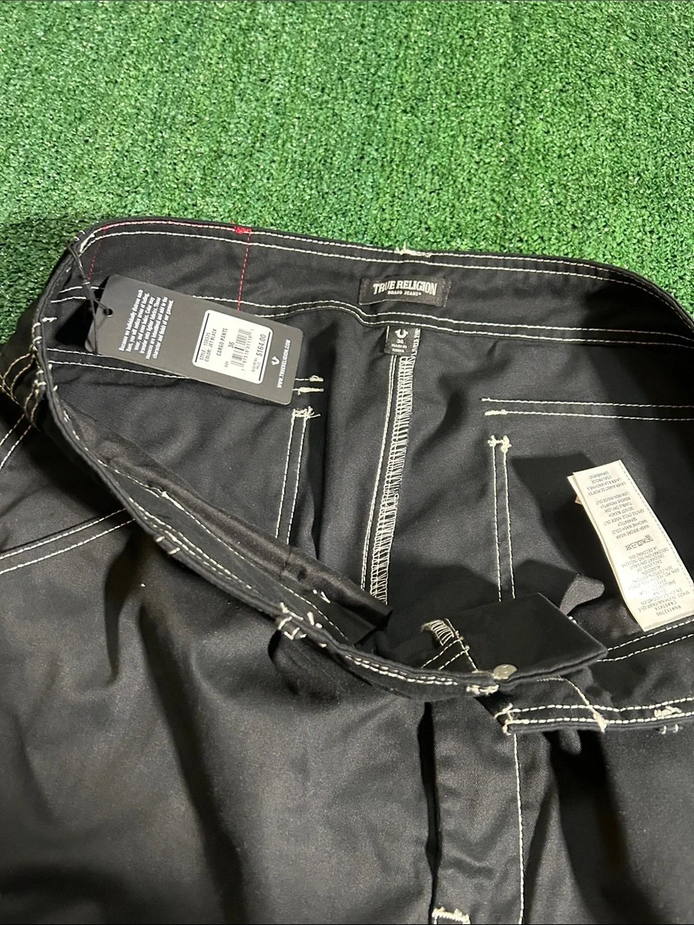 True Religion Brand Jeans waist 36 Men's Black Cargo Work Pants NWT